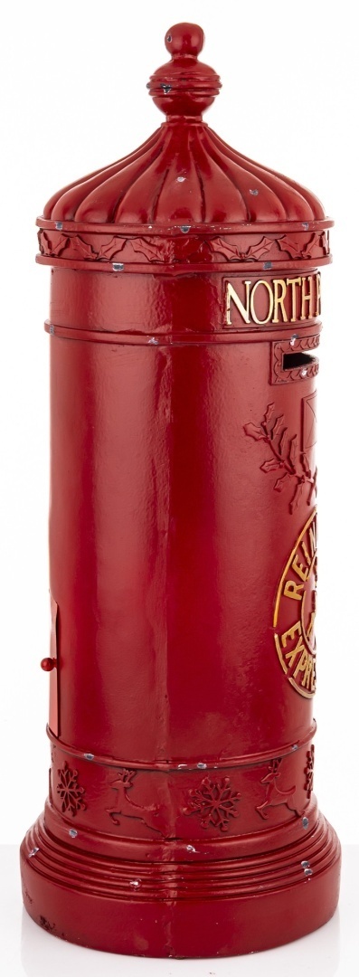 "Hydrant" mailbox, red, aged polyresin (165345)