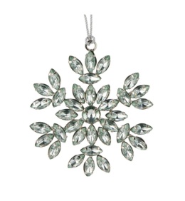 Metal snowflake pendant with stones, diameter 10cm (513203)