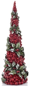 Christmas tree medium cone hawthorn berries and holly, polyresin (169971)