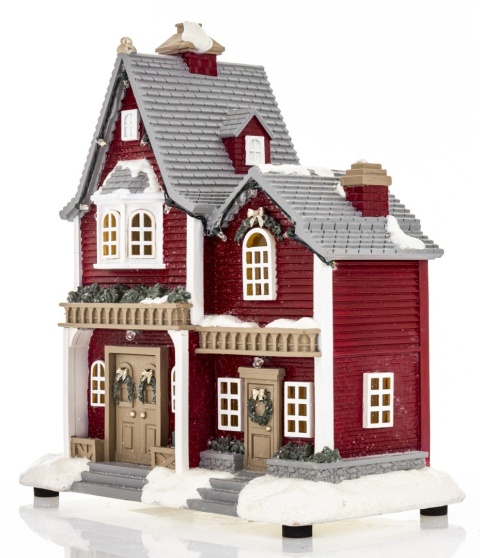 LED tenement house burgundy gray roof 8 melodies (172585)