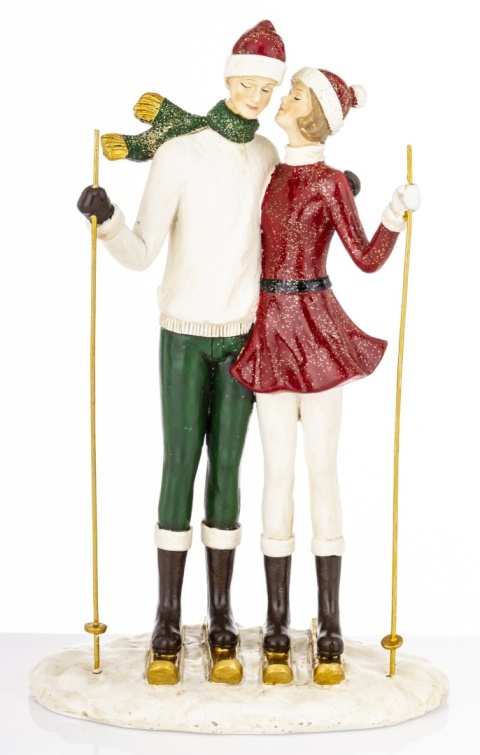 Figurine of a pair of skiers 27cm, polyresin (181004)