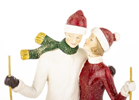 Figurine of a pair of skiers 27cm, polyresin (181004)