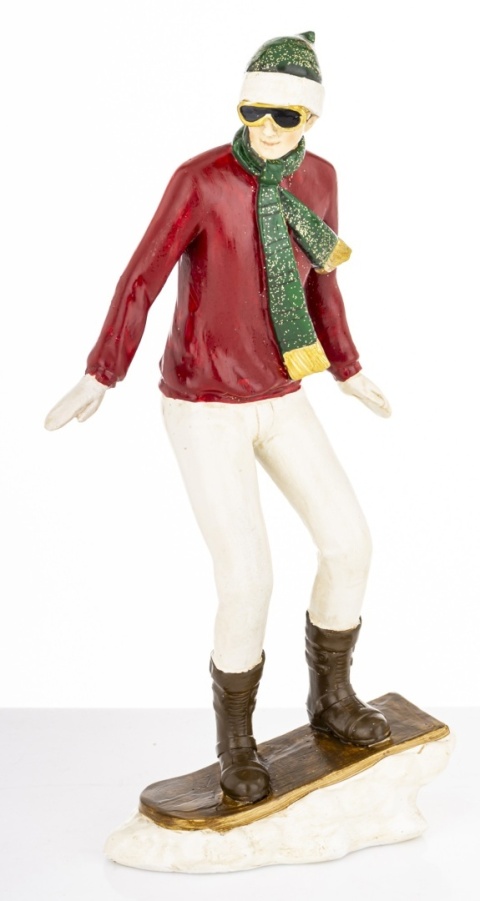 Figurka 24cm sportowiec na snowbordzie, poliresing (181002)
