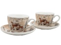 Set of 2 ceramic cups and saucers "forest animals" (PG-19680) in a decorative box