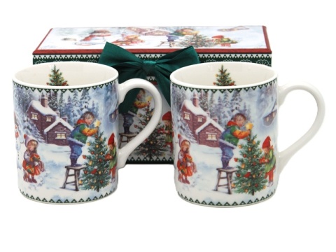 Set of 2 ceramic mugs "Christmas time" (PG-19383) in a decorative box