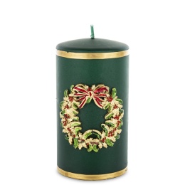 Świeca słupek zielony 80x140 z wiankiem (174218)