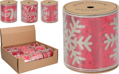 Red velvet ribbon "Christmas" glitter (513163)