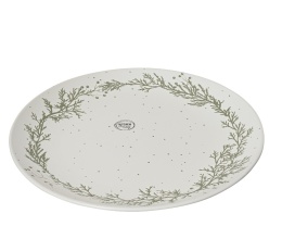 Talerz ceramiczny 27cm biały nakrapiany z gałązkami (615689)