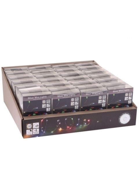 Lampki na druciku 80LED zewnętrzne kolorowe 8 funkcji+ timer 395cm na baterie (AX9732720)