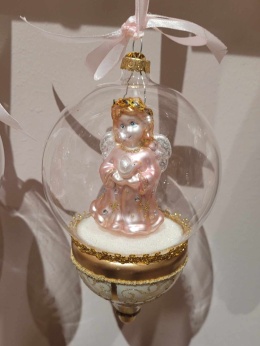 Bombka szklana: Klosz Aniołek z ptaszkiem (121581)-20%