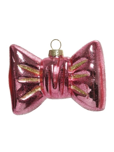 Bombka szklana: Kokarda ciemny róż (120658)-20%