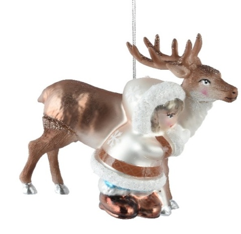 Glass bauble: Eskimo with reindeer (129624)