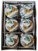 Baubles 80 decorated landscape pack of 6: METALLIC CHURCH mint