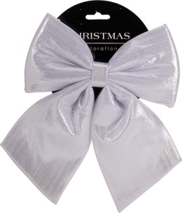 Small silver striped foam bow 23x23cm (516589)