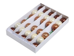 Kpl 30 bombek szklanych 50mm na druciku mix beż/brąz/miedź (122142)-20%