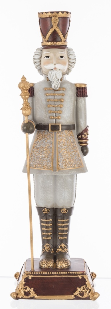 Dziadek do orzechów 42cm szary na podstawie poliresing (156496)