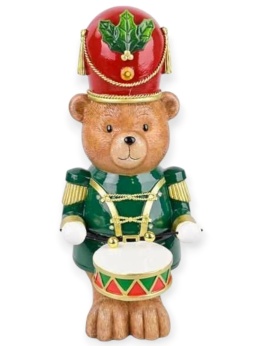 Drummer bear 37cm polyresin LED (TG79242)