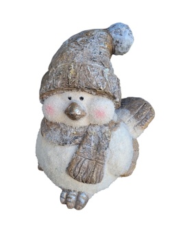 Large ceramic winter bird in a hat and scarf (RF0085)