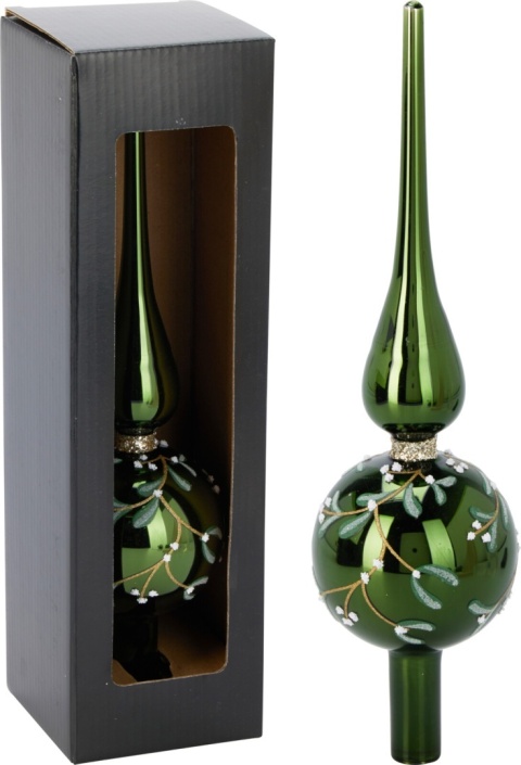 Glass spike 30cm bottle green mistletoe (513358)