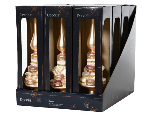 Decorated glass spike 31cm macaroons (170231)