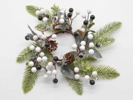 Candle wreath green black and white fruit (CV20315)