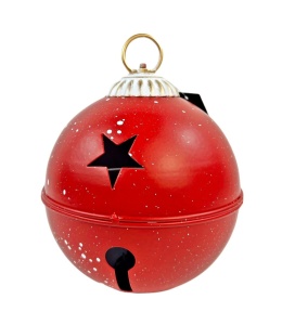 Small red metal bauble with speckles (RF0405)