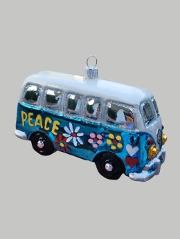 Bauble form: VW car white and blue with flowers (143)SE