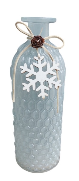 Butelka biała szklana ze śnieżynką (105446)