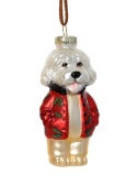 Glass bauble: Doggie red jacket holly (125107)