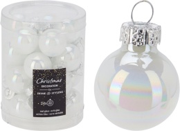 Glass baubles 2.5cm white opalescent 