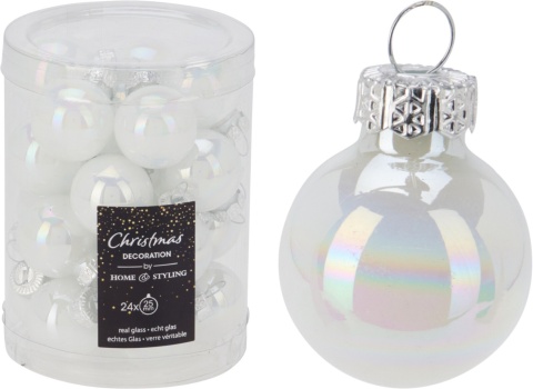 Glass baubles 2.5cm white opalescent "mermaid"(502650)