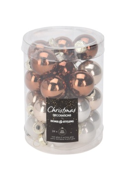 Glass baubles 25mm beige/brown opal mix (192428)