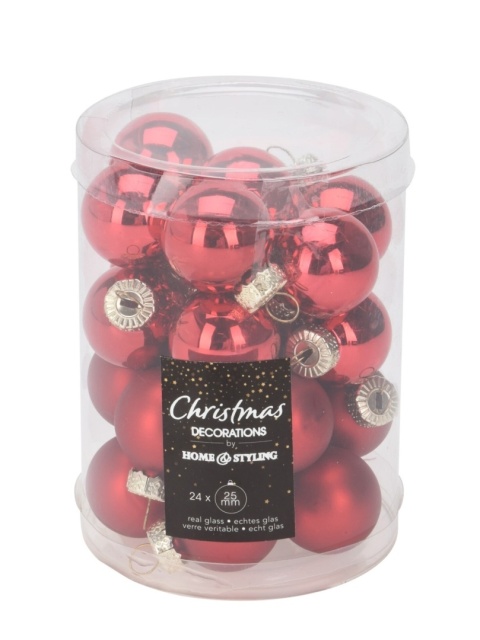 Glass baubles 25mm red glossy/matt(502646)