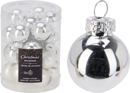 Glass baubles 25mm glossy/matt silver mix (502645)