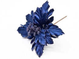 Poinsettia navy blue velvet with glitter (CV20265-13) 22x22cm