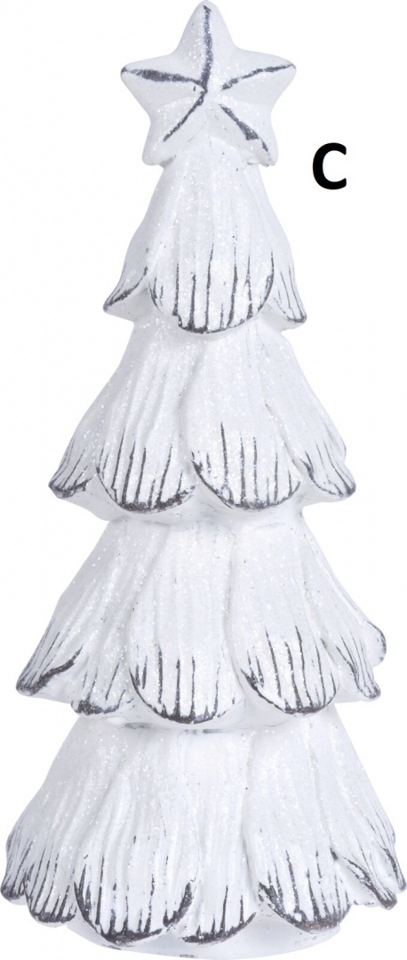 Choinka ceramiczna z gwiazdką biało-grafitowa 15cm 3wzory (011888)-20%