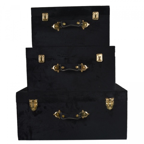 Kufer welurowy czarny mały h:19*40*23cm (116198)-20%