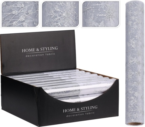 Organza white/silver stars silver glitter (513441)