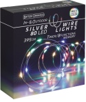 Lampki na druciku 80LED zewnętrzne kolorowe 8 funkcji+ timer 395cm na baterie (AX9732720)