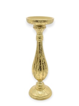 Świecznik drewniany 24cm złoty przecierany niski (TG74270-2)