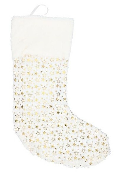 Skarpeta futerko białe w złote gwiazdki h:45x29cm (XCN35289-3)-20%