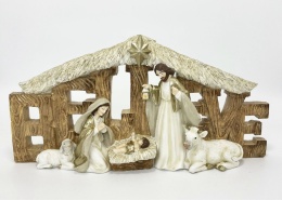 Cream ceramic nativity scene (MK0408)
