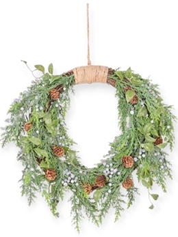 Wianek 40cm natura ze sznurkiem owoce + szyszki (CV37291)