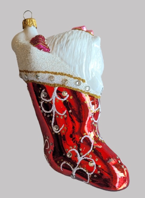 Bombka formowa: Pies w skarpecie czerwony błysk (61) SEW