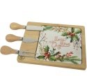Deska drewniana do serów z ceramicznym wkładem + sztućce (607911)-20%