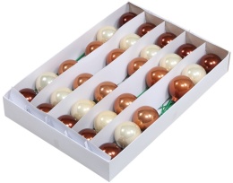 Kpl 30 bombek szklanych 50mm na druciku mix beż/brąz/miedź (122142)-20%