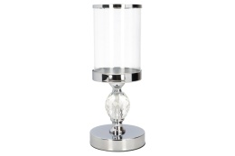 Świecznik metalowy srebrny z kulą akrylową i szkłem (NC9129-18)-40%