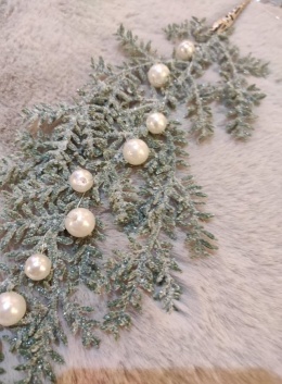 Zawieszka liść brokat 30cm z perełkami zielony (BX19184)-20%