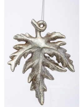 Zaw. retro liść ceram. antyczne srebro 18*13*3cm (122557)-20%