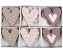 Kpl. 18 serduszek drewn. płaskich 5,5*6cm (259043)-20%